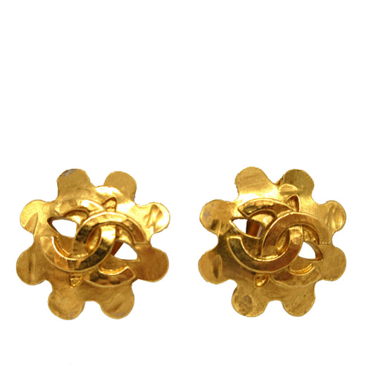 CC Gold Plated Floral Clip On Earrings - Image 1