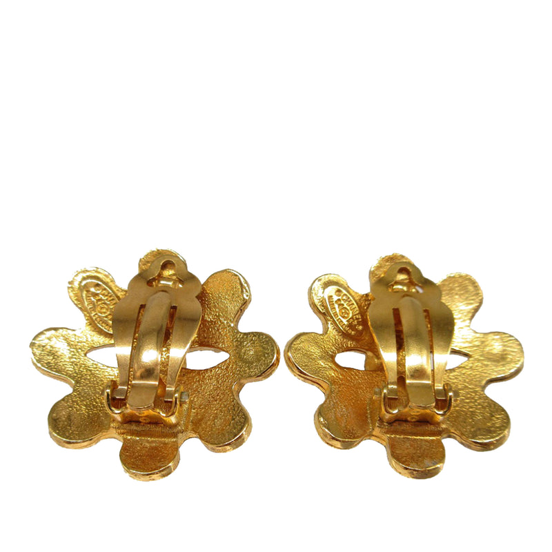 CC Gold Plated Floral Clip On Earrings - Image 2