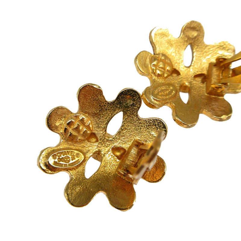CC Gold Plated Floral Clip On Earrings - Image 3