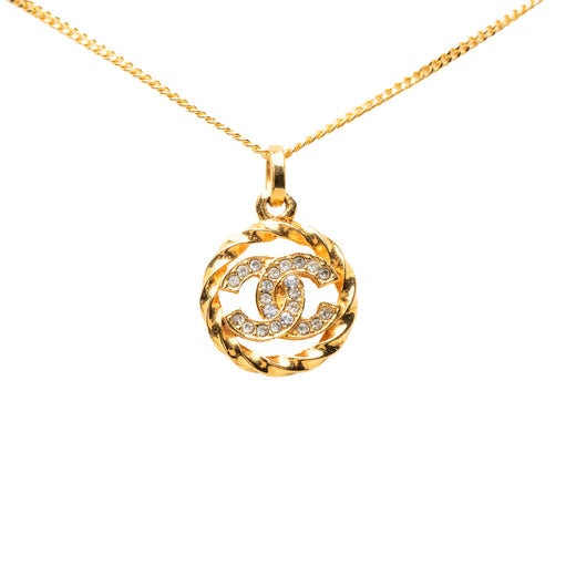 CC Gold Plated Strass Round Pendant Necklace - Image 1