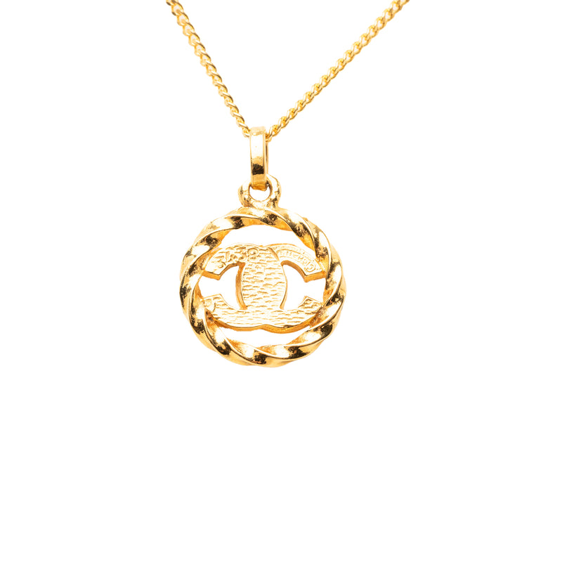 CC Gold Plated Strass Round Pendant Necklace - Image 2