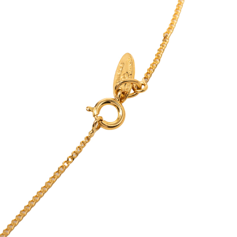 CC Gold Plated Strass Round Pendant Necklace - Image 4