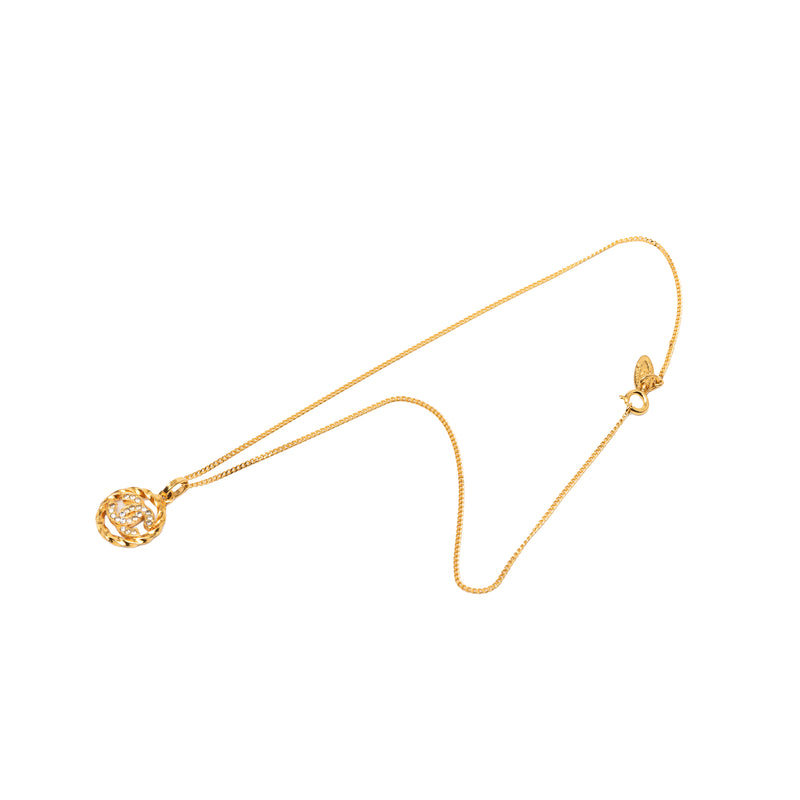 CC Gold Plated Strass Round Pendant Necklace - Image 5