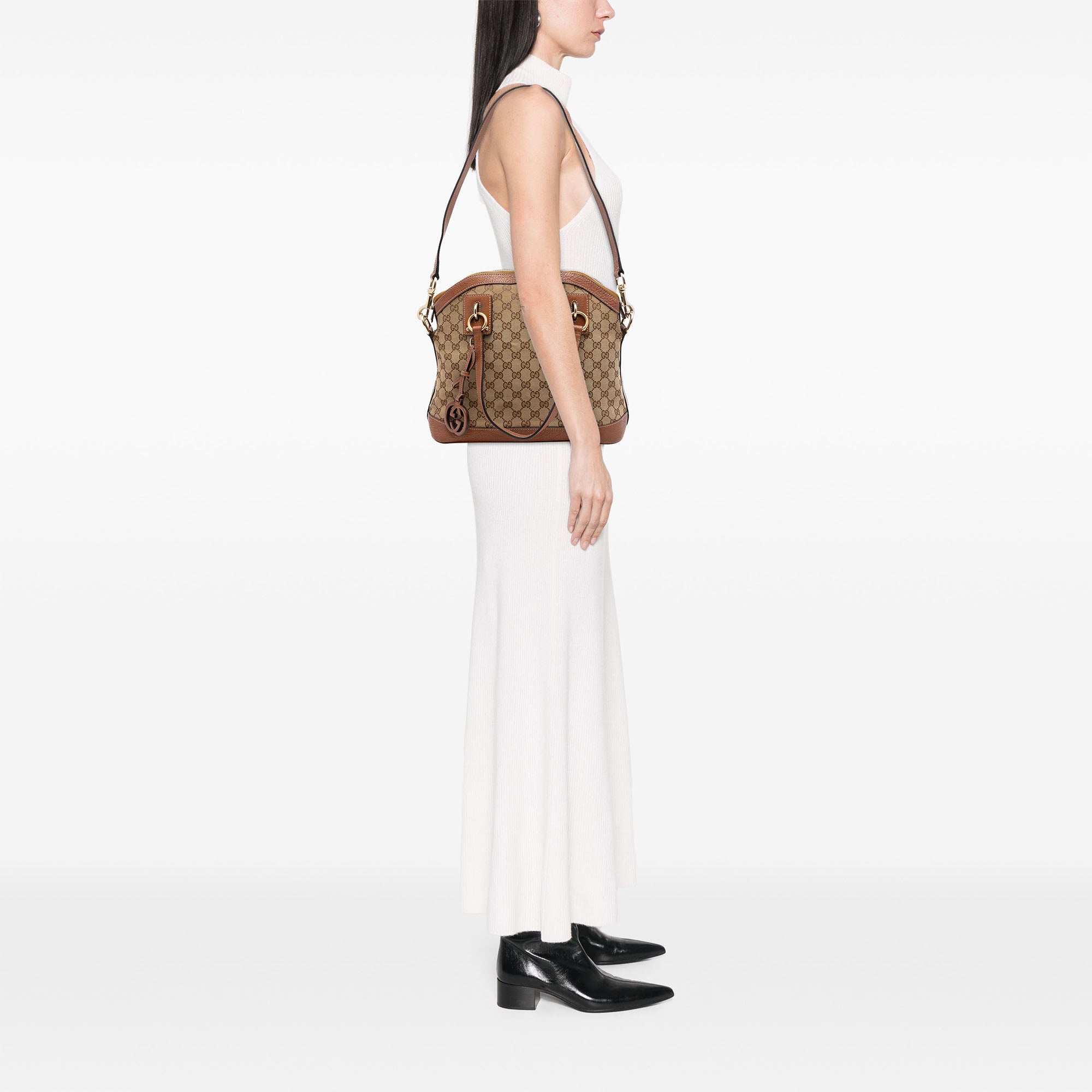Medium GG Canvas Charm Dome Satchel - Image 7