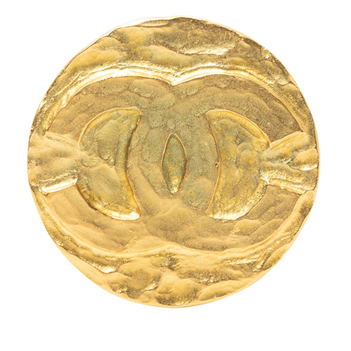 Gold Plated Round CC Logo Brooch - Image 1