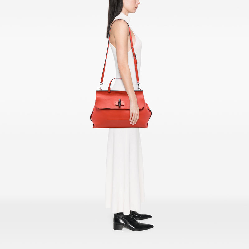 Large Calfskin Bamboo Daily Satchel - Image 6