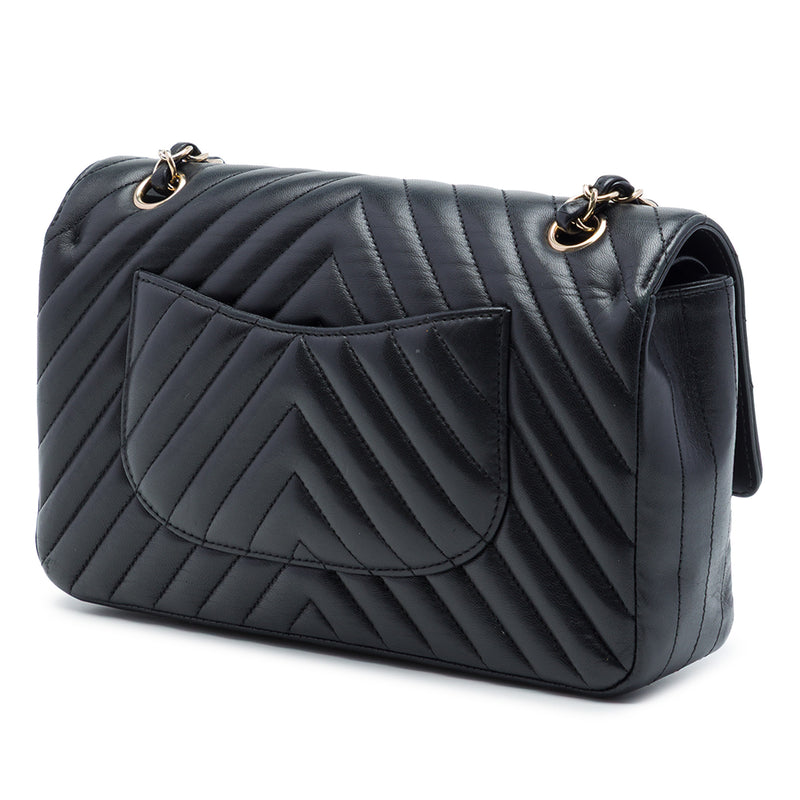 Medium Classic Chevron Crumpled Calfskin Double Flap - Image 2