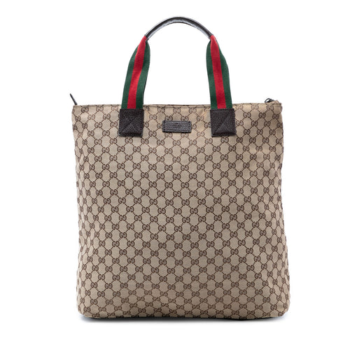 GG Canvas Web Vertical Tote - Image 1