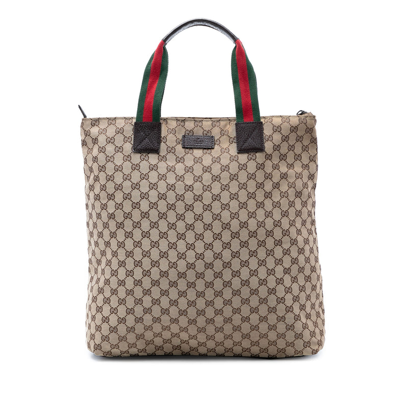 GG Canvas Web Vertical Tote