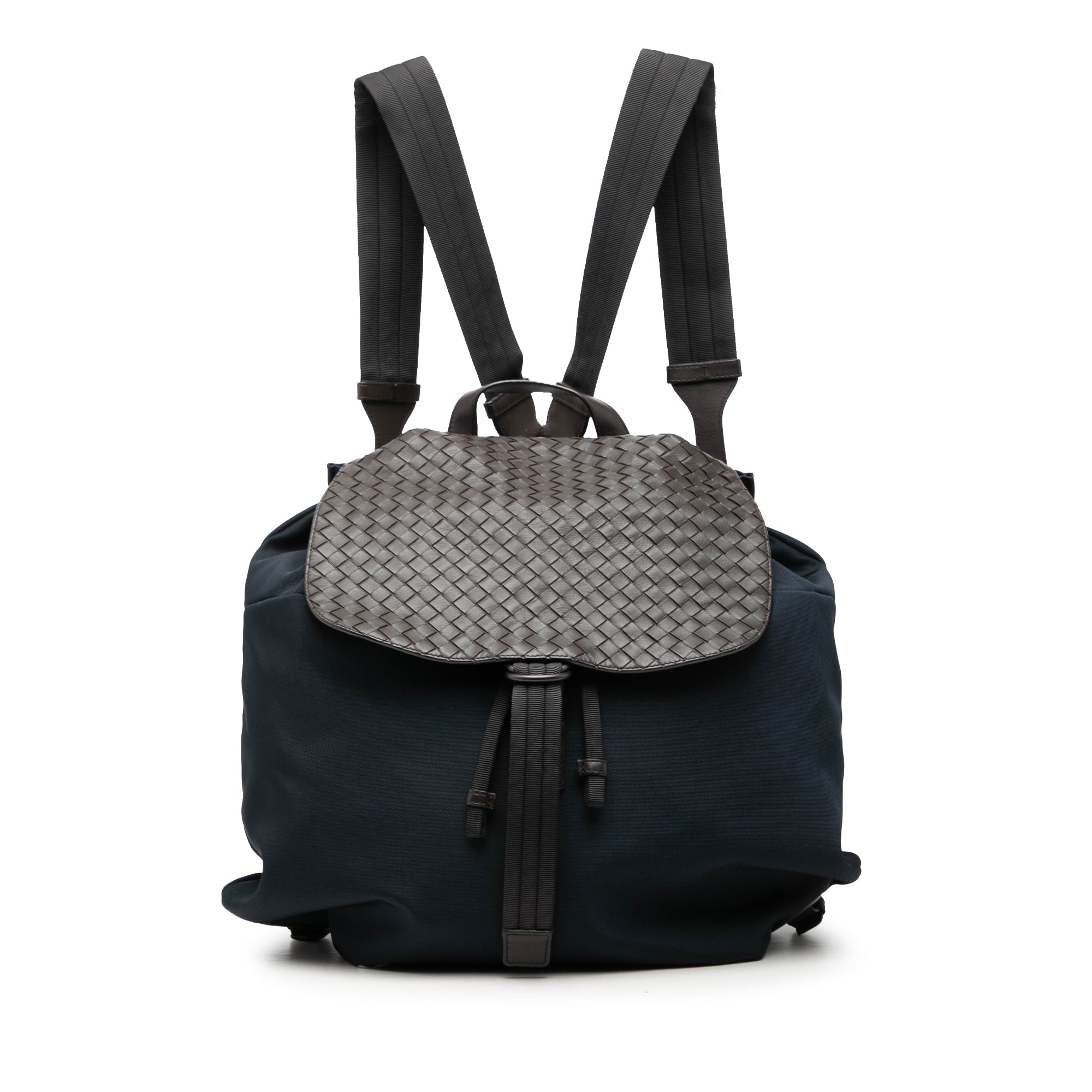 Canvas and Nappa Intrecciato Flap Backpack - Image 1