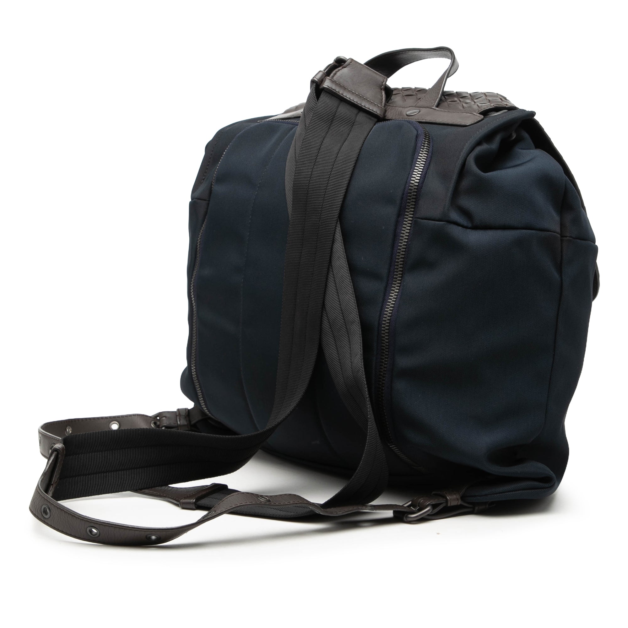 Canvas and Nappa Intrecciato Flap Backpack - Image 2