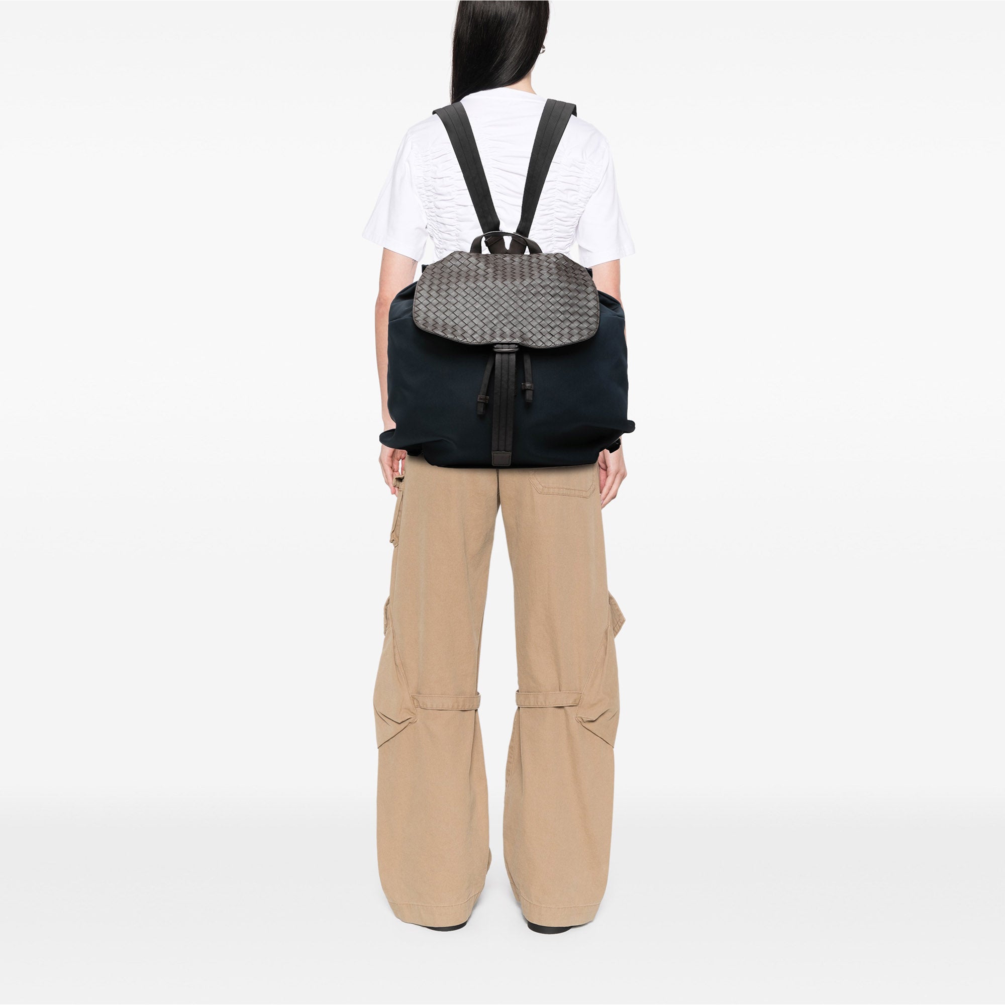 Canvas and Nappa Intrecciato Flap Backpack - Image 7