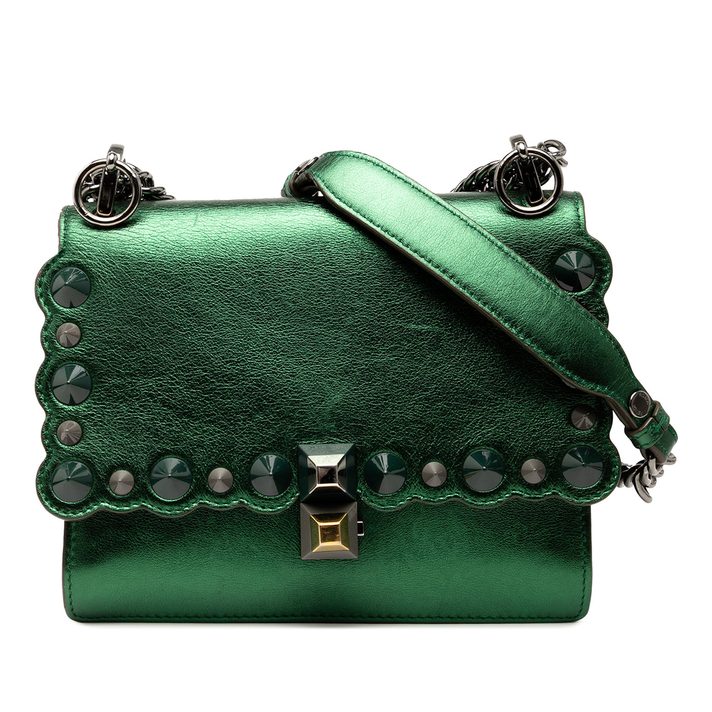 Small Leather Scalloped Kan I Crossbody - Image 1