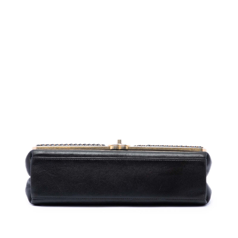 Chevron Sheepskin Stitched Chain Top Handle Flap - Image 3