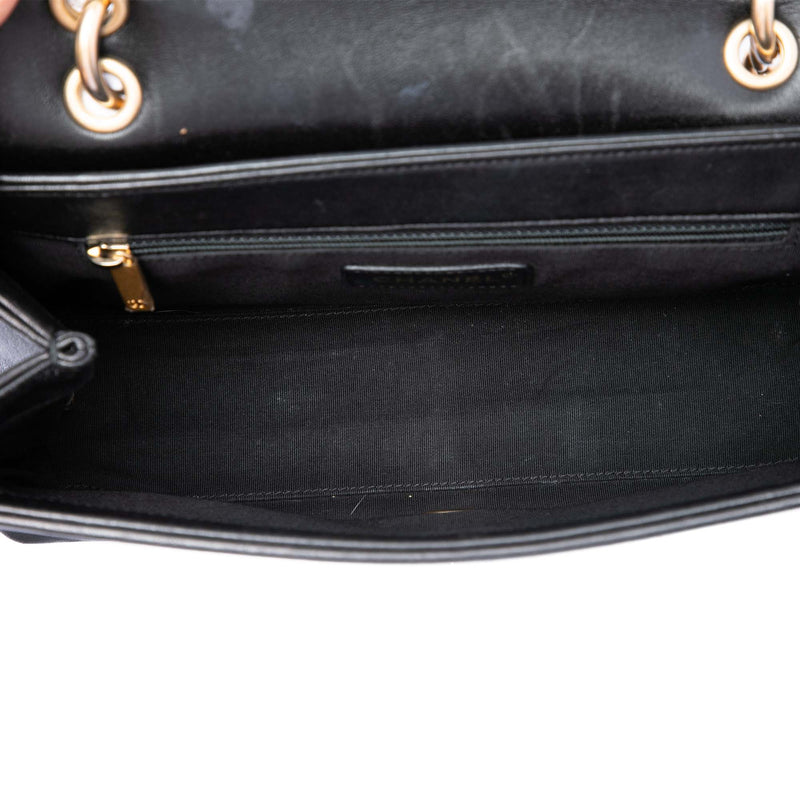 Chevron Sheepskin Stitched Chain Top Handle Flap - Image 4