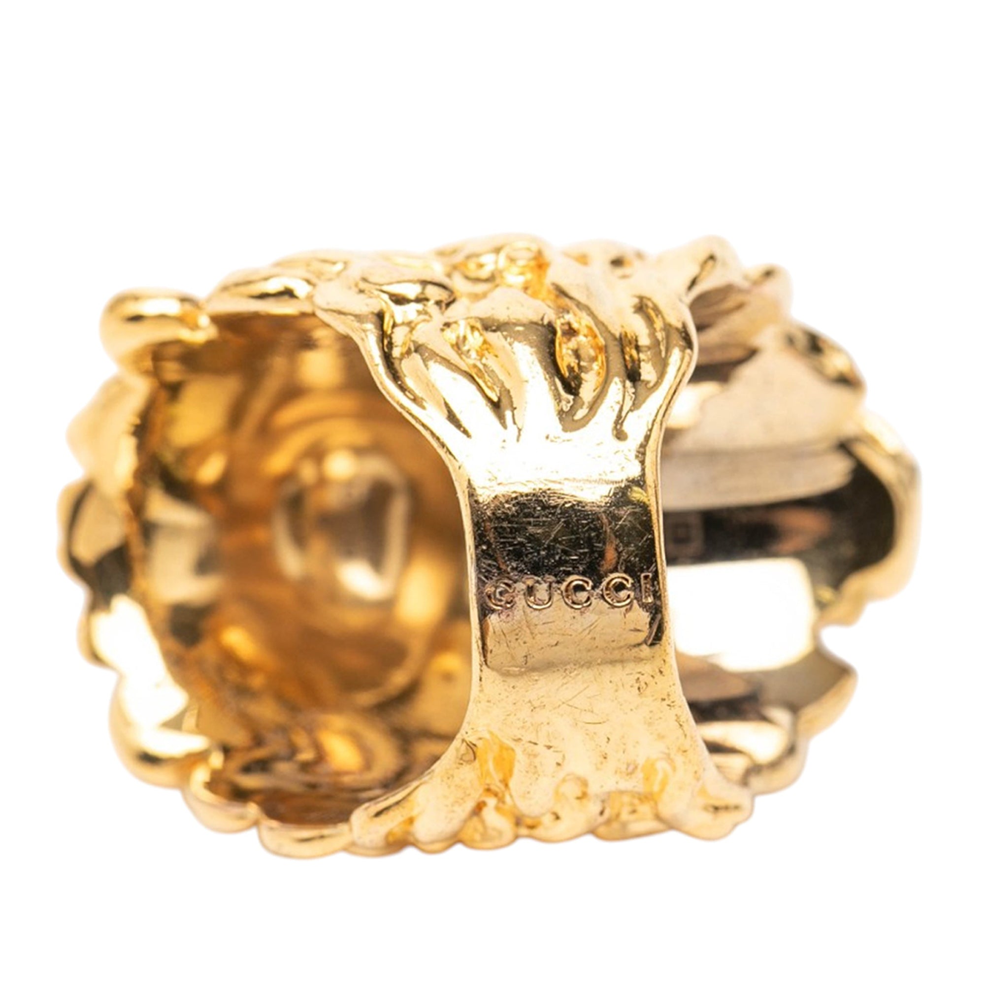 Gold Plated Crystal Lion Head Ring - Image 4