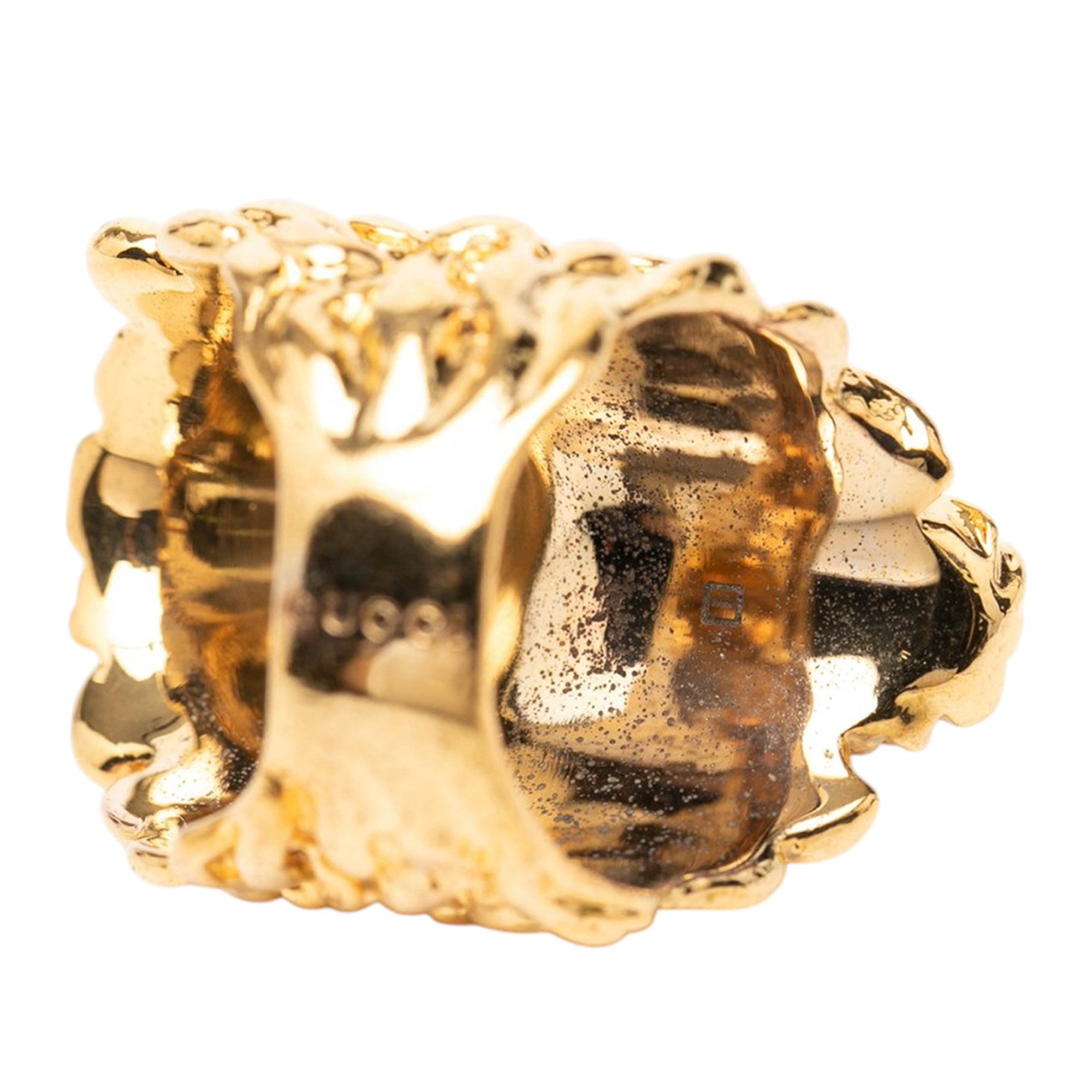 Gold Plated Crystal Lion Head Ring - Image 6