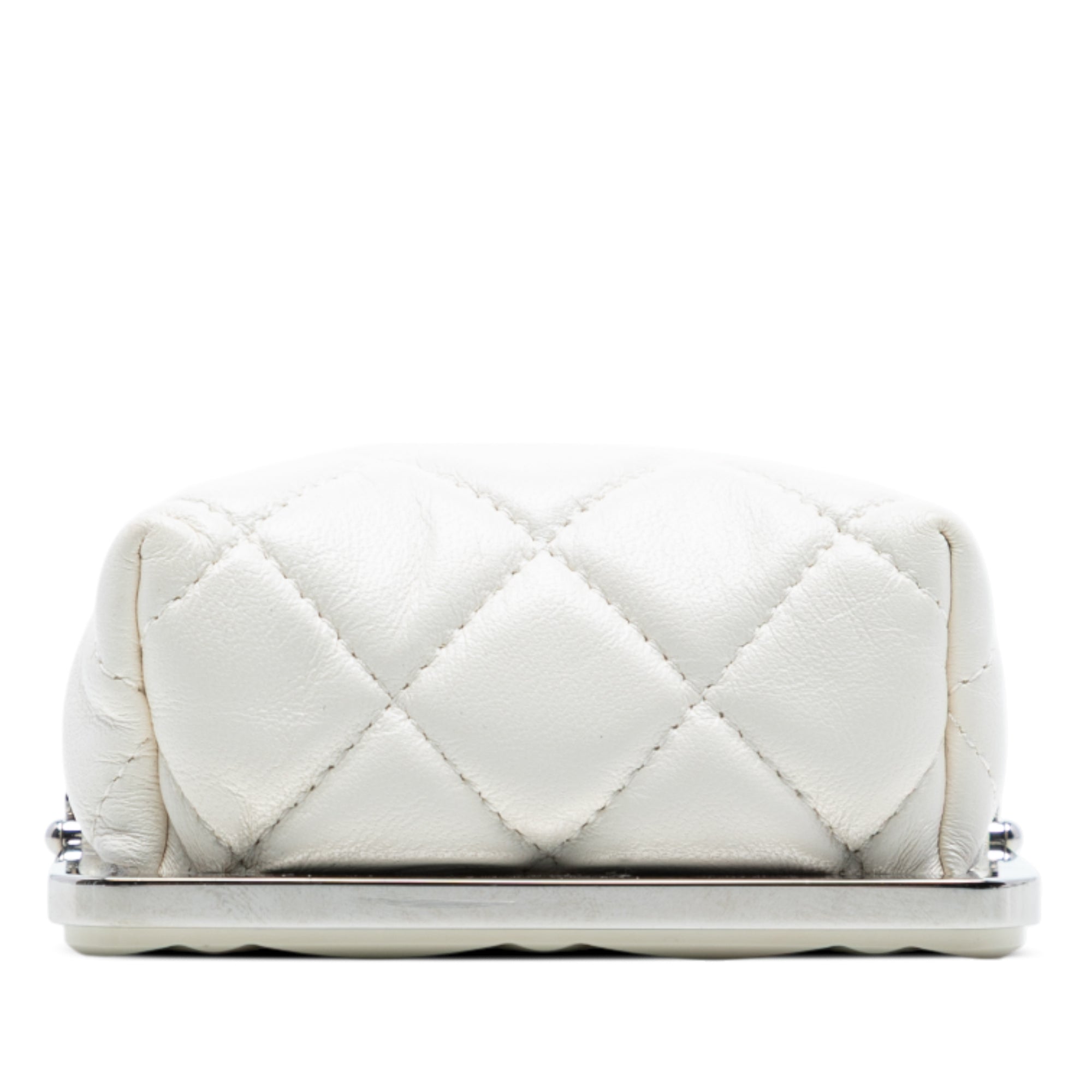 Lambskin and Acrylic Kiss Clutch with Chain - Image 3