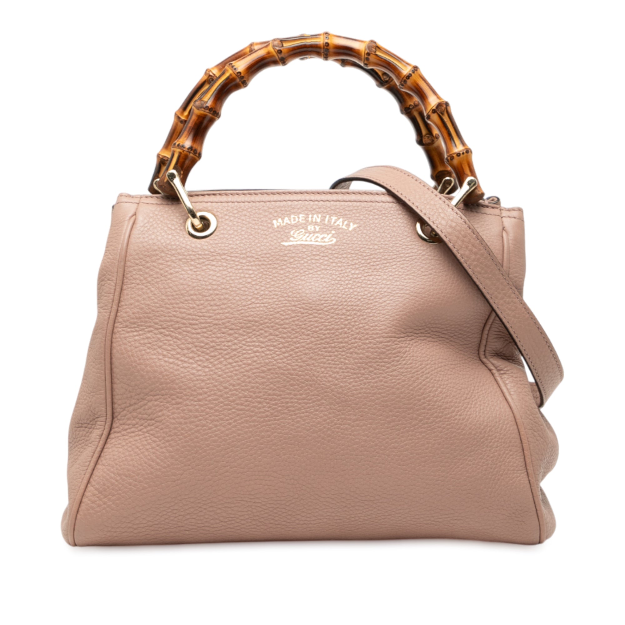 Small Calfskin Bamboo Shopper Satchel - Image 1