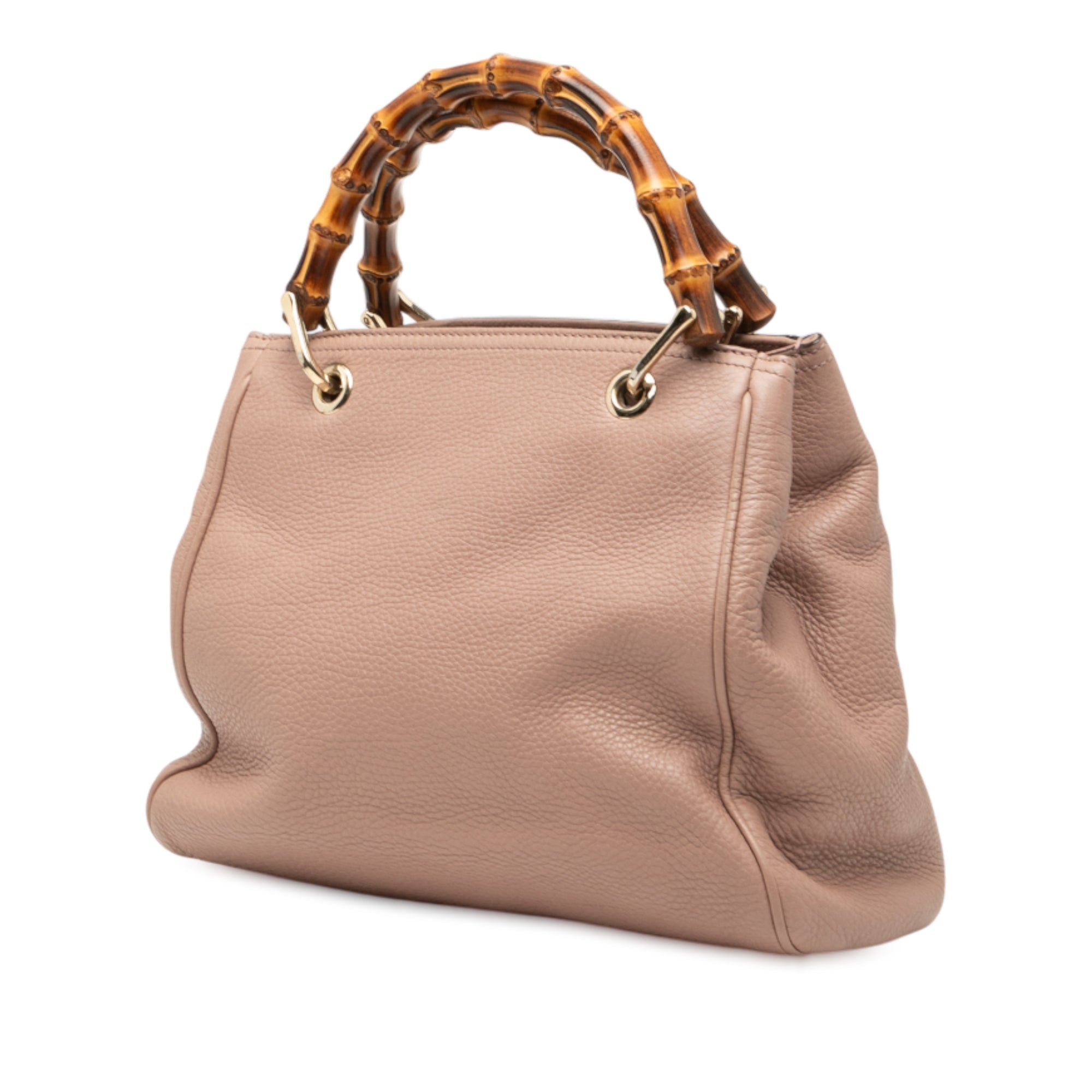 Small Calfskin Bamboo Shopper Satchel - Image 2