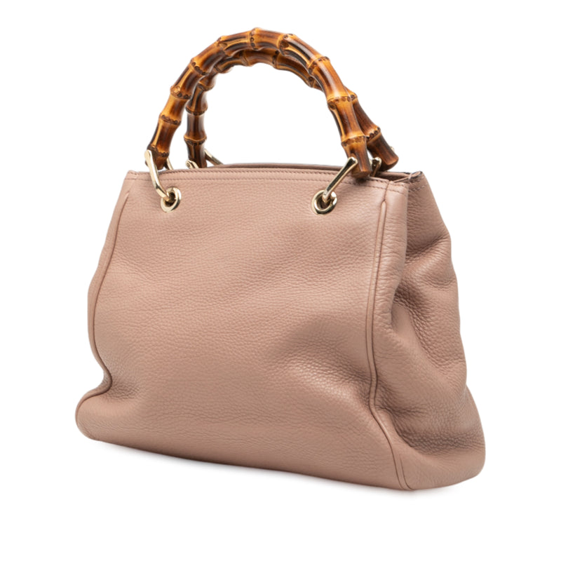 Small Calfskin Bamboo Shopper Satchel - Image 2