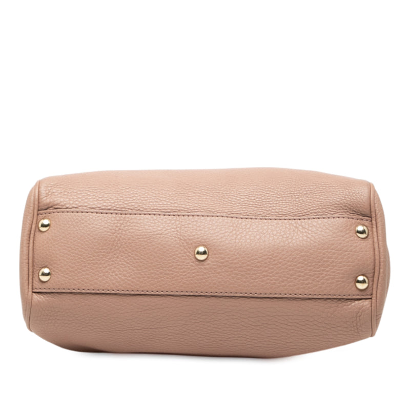 Small Calfskin Bamboo Shopper Satchel - Image 3