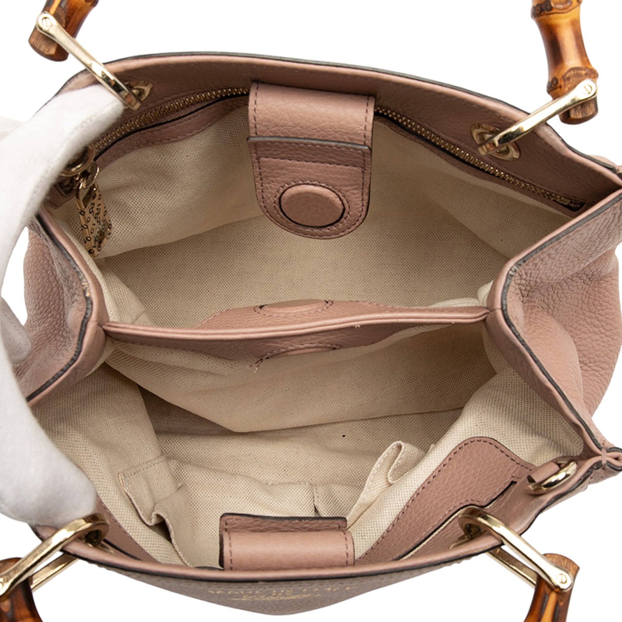 Small Calfskin Bamboo Shopper Satchel - Image 4