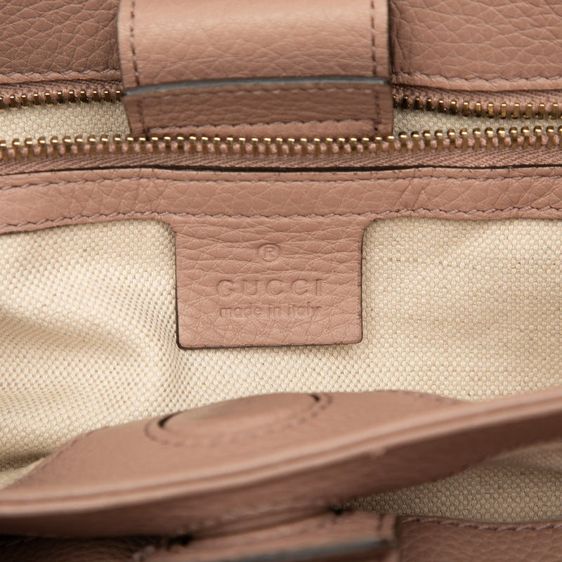 Small Calfskin Bamboo Shopper Satchel - Image 5