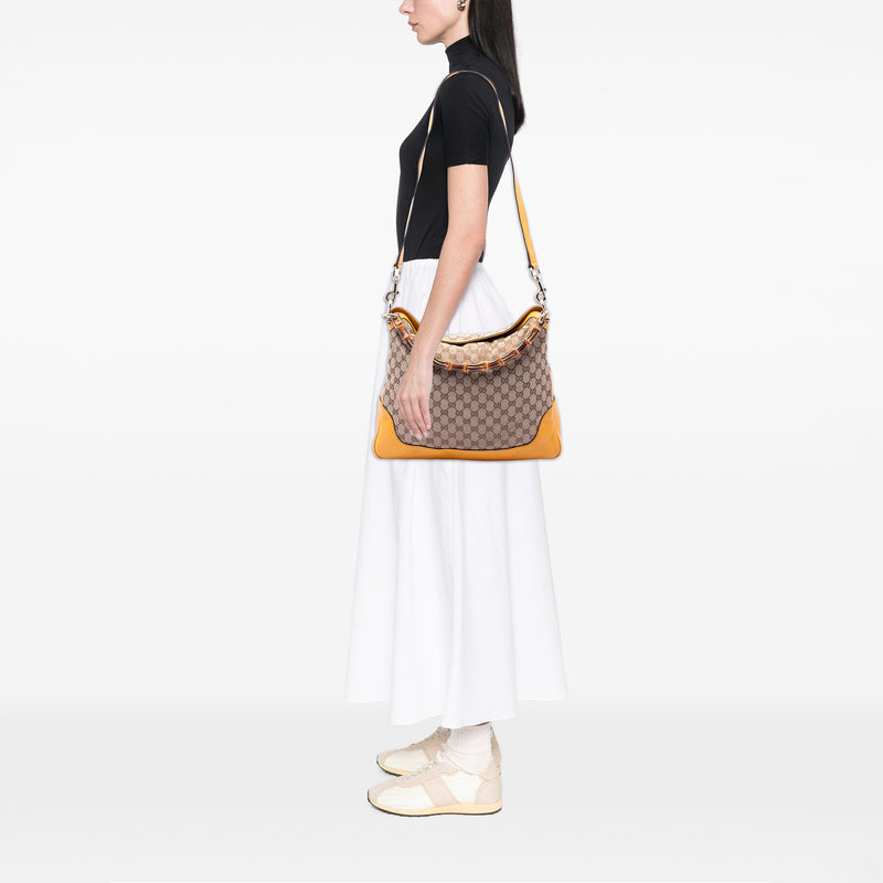 GG Canvas Bamboo Diana Satchel - Image 6