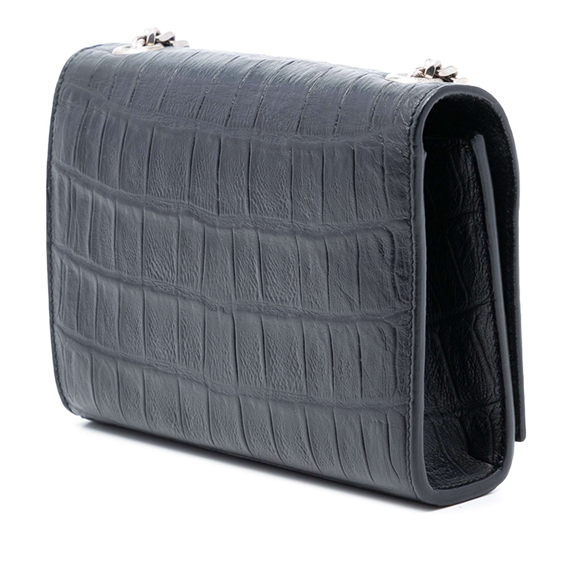 Small Croc Embossed Leather Monogram Kate Tassel Crossbody - Image 2