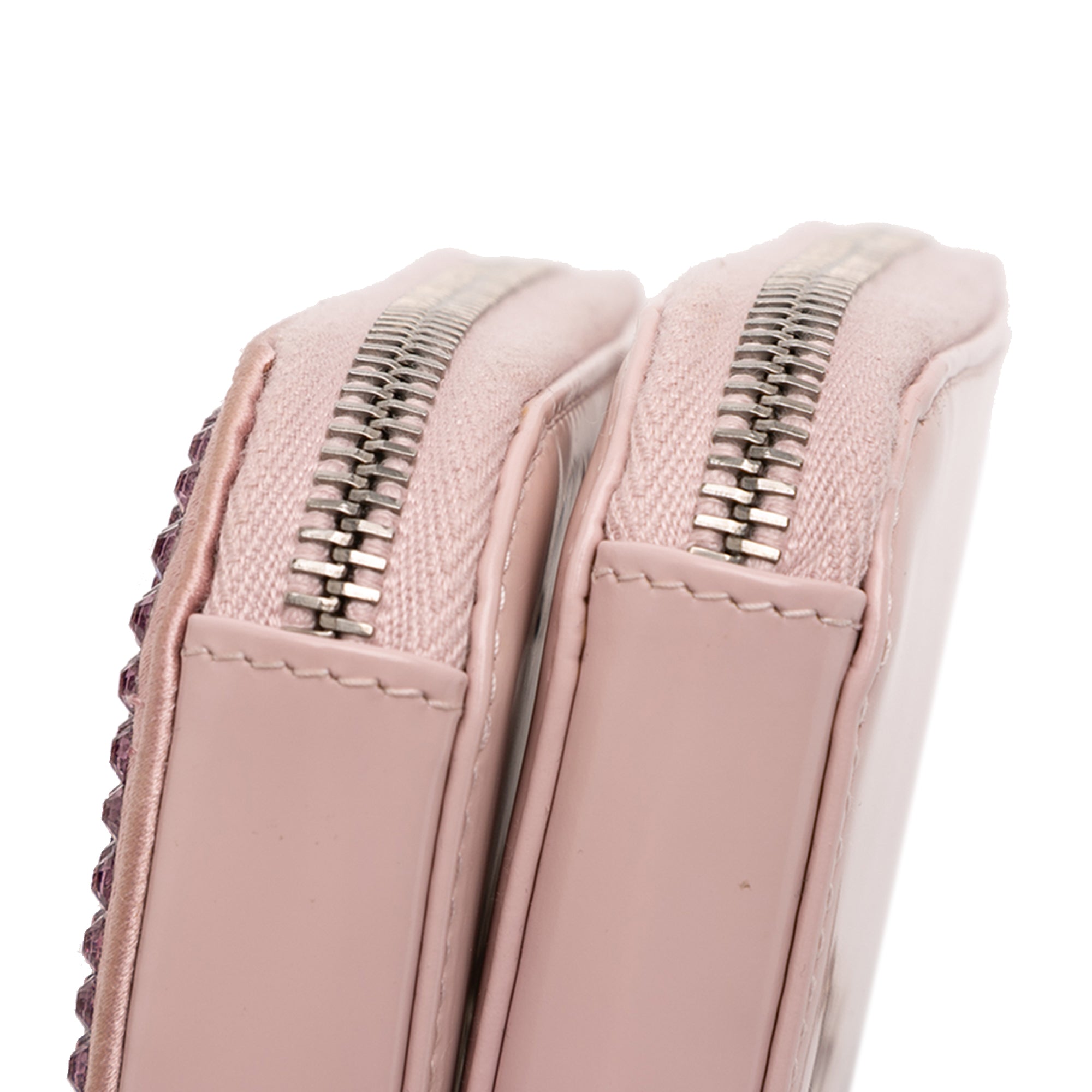 Mini Crystal Embellished Satin and Leather Triangle Pouch - Image 10