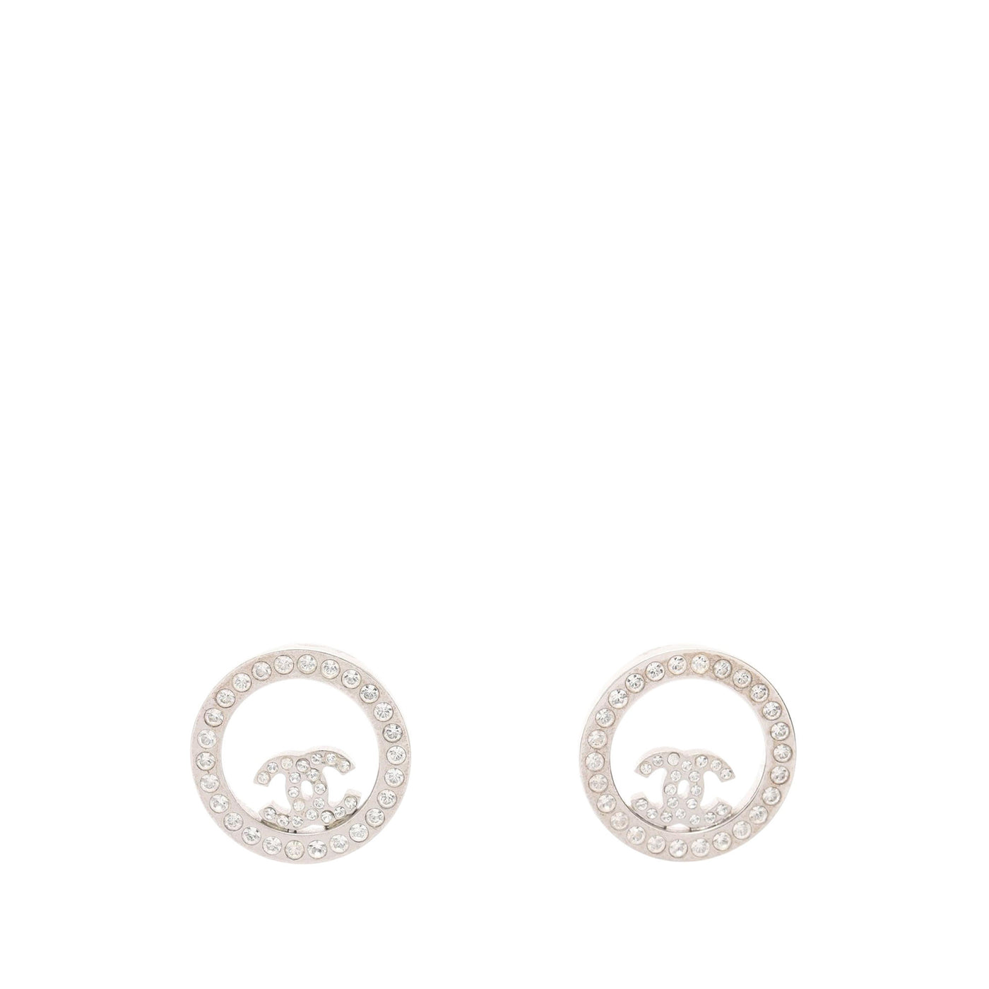 CC Brass Strass Round Push Back Earrings - Image 1