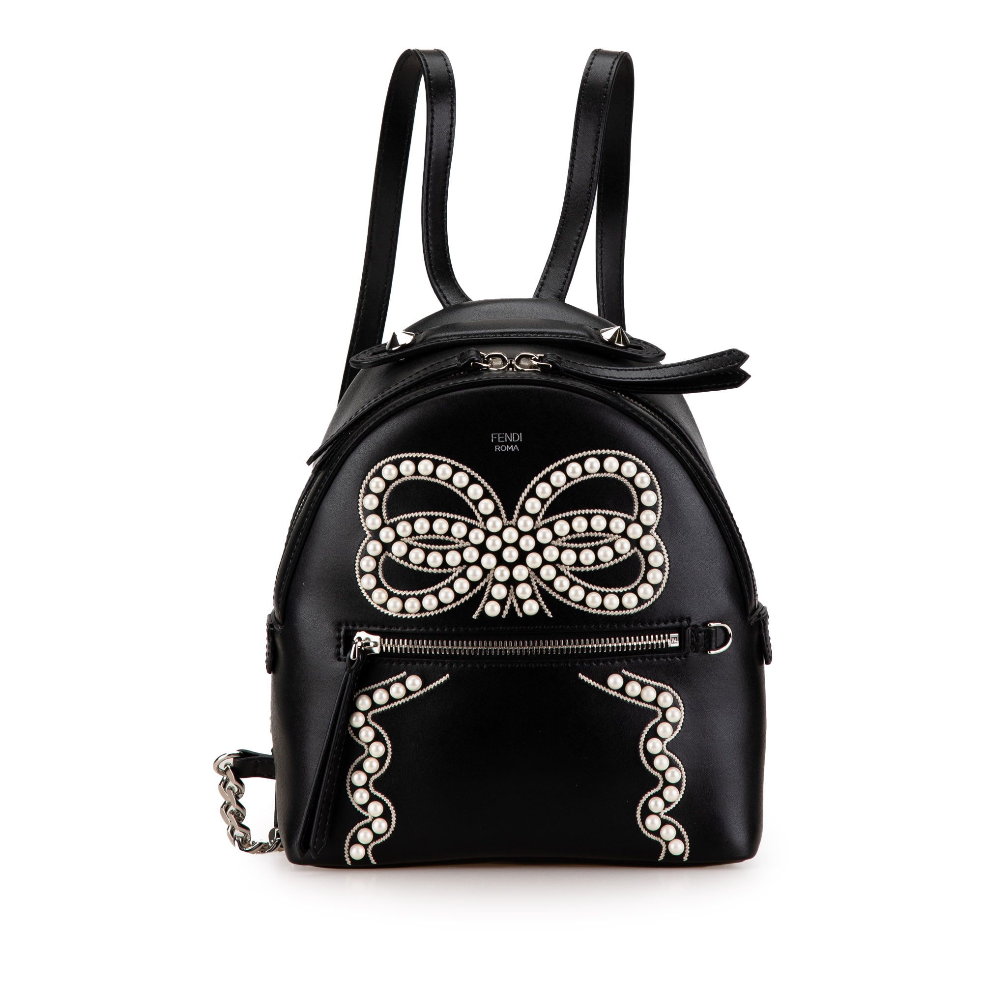Mini By The Way Leather Ribbon Pearl Backpack - Image 1
