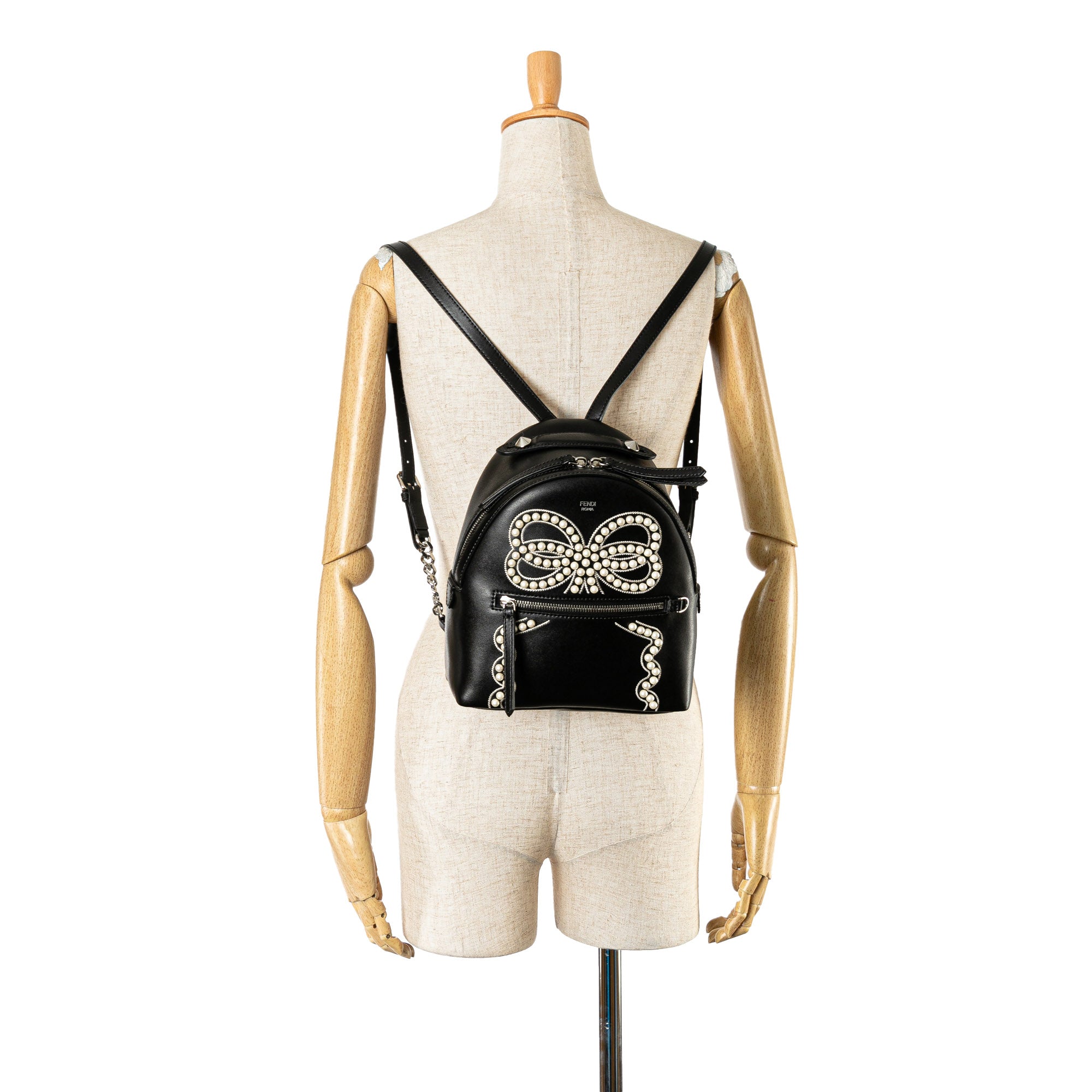 Mini By The Way Leather Ribbon Pearl Backpack - Image 10