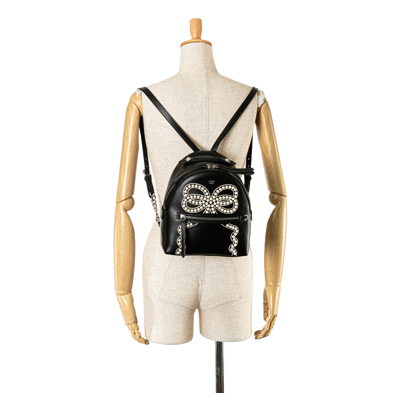Mini By The Way Leather Ribbon Pearl Backpack - Image 10
