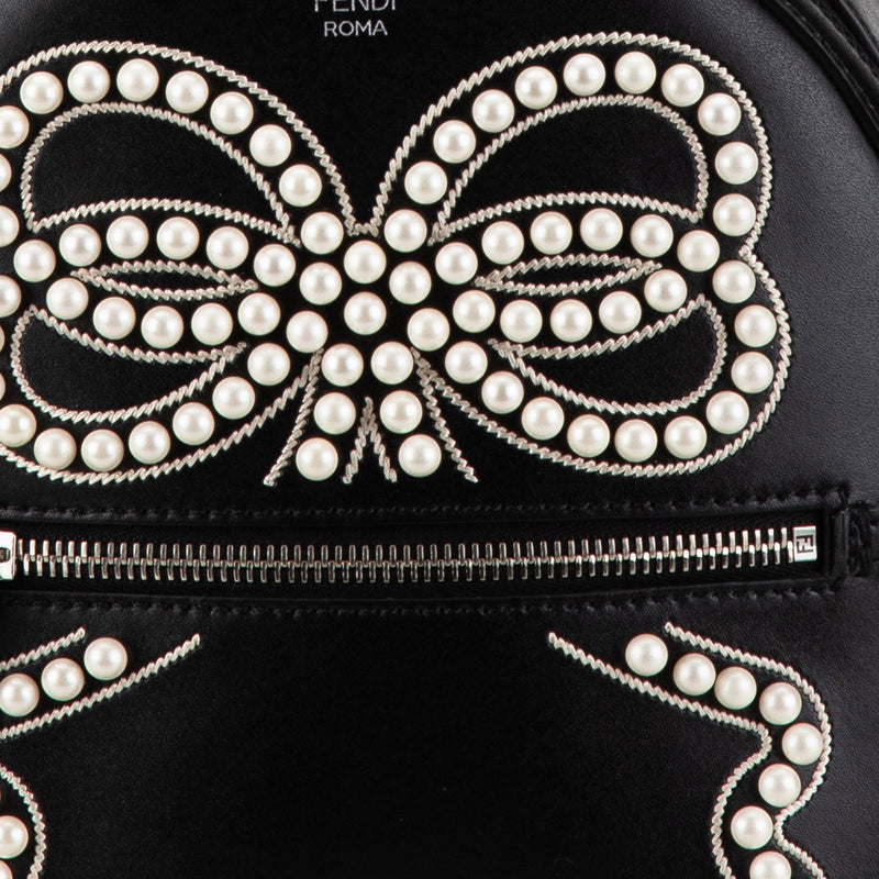 Mini By The Way Leather Ribbon Pearl Backpack - Image 7