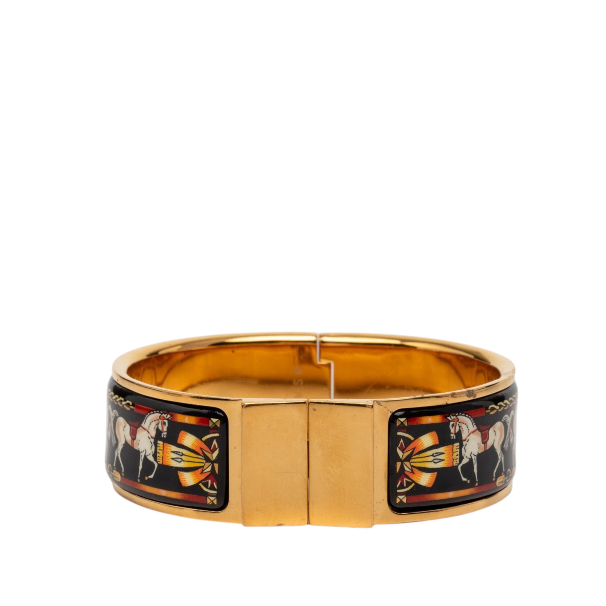 Wide Enamel Equestrian Loquet Bracelet GM - Image 1