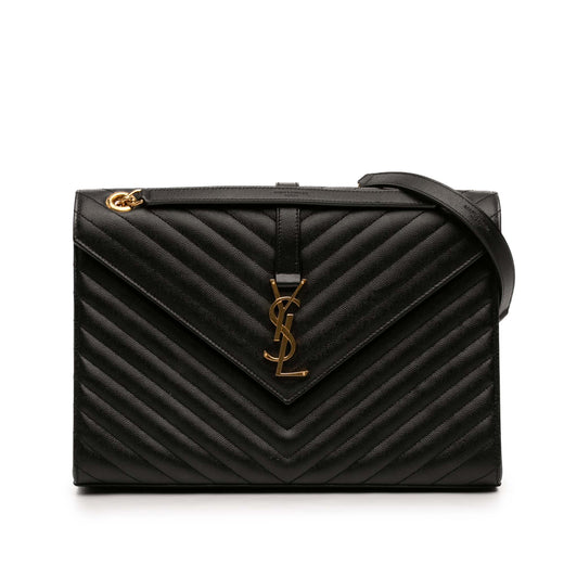Large Chevron Grain de Poudre Monogram Envelope Bag - Image 1