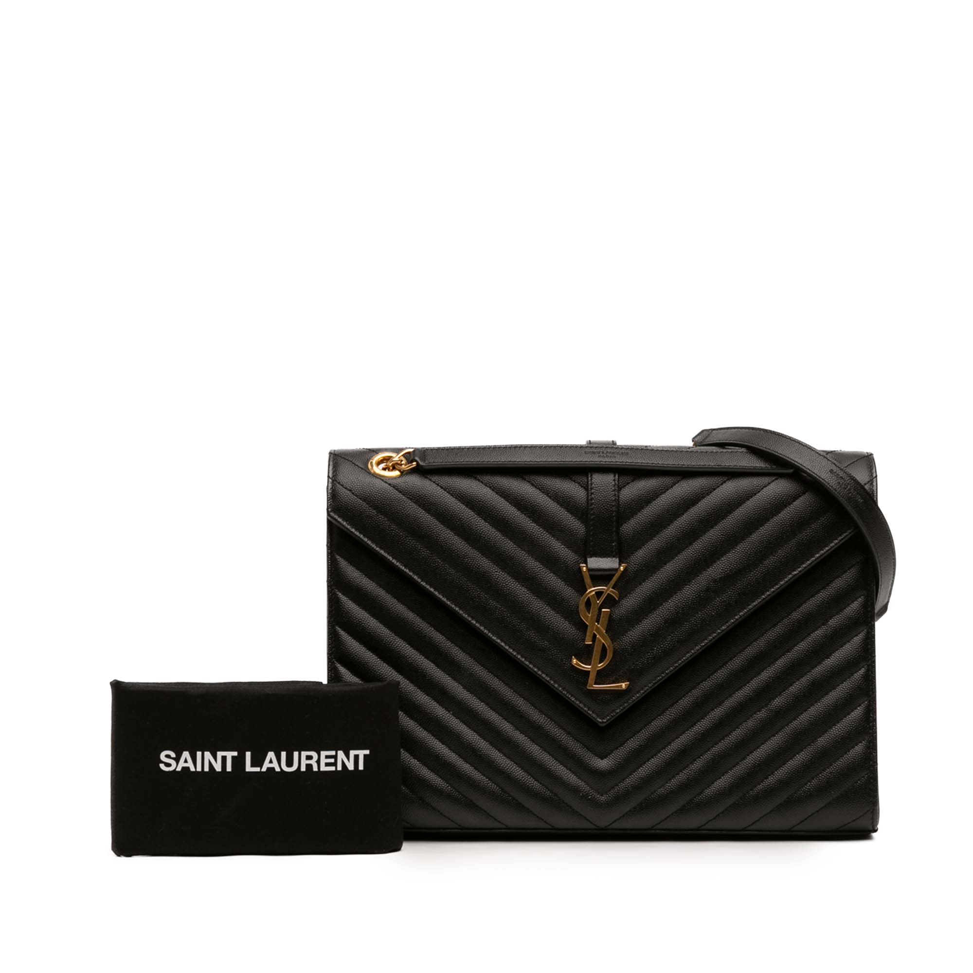 Large Chevron Grain de Poudre Monogram Envelope Bag - Image 8