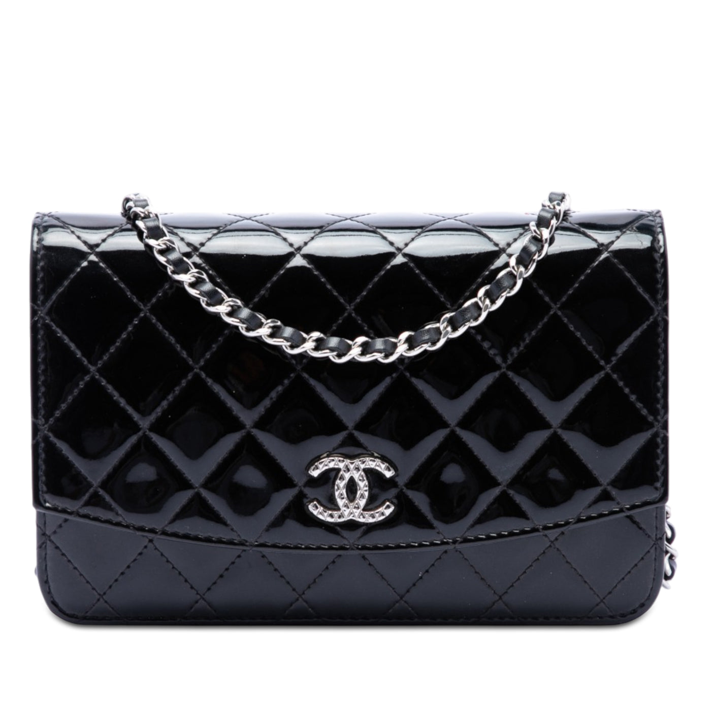 CC Quilted Patent Brilliant Wallet On Chain - Image 1