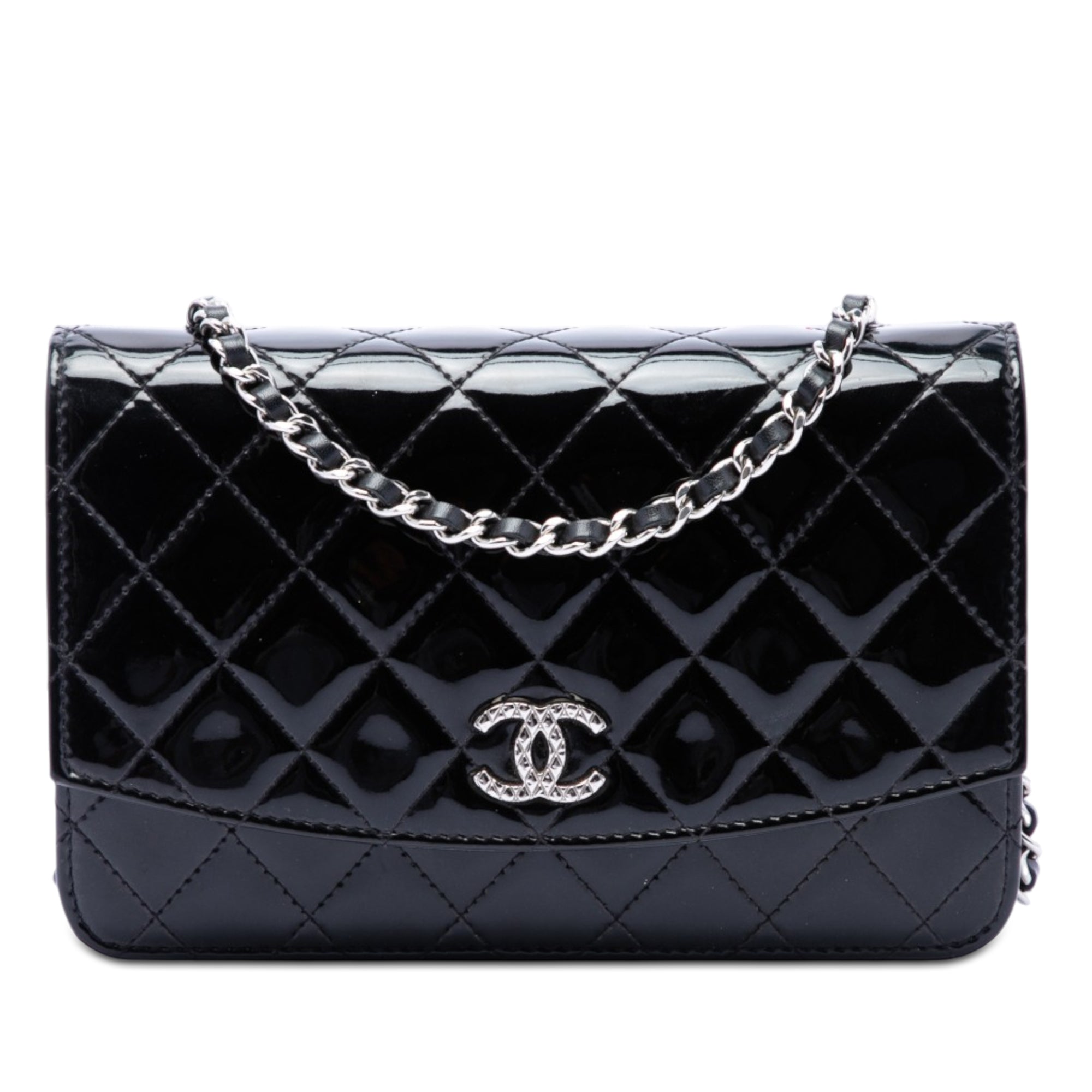 CC Quilted Patent Brilliant Wallet On Chain - Image 1