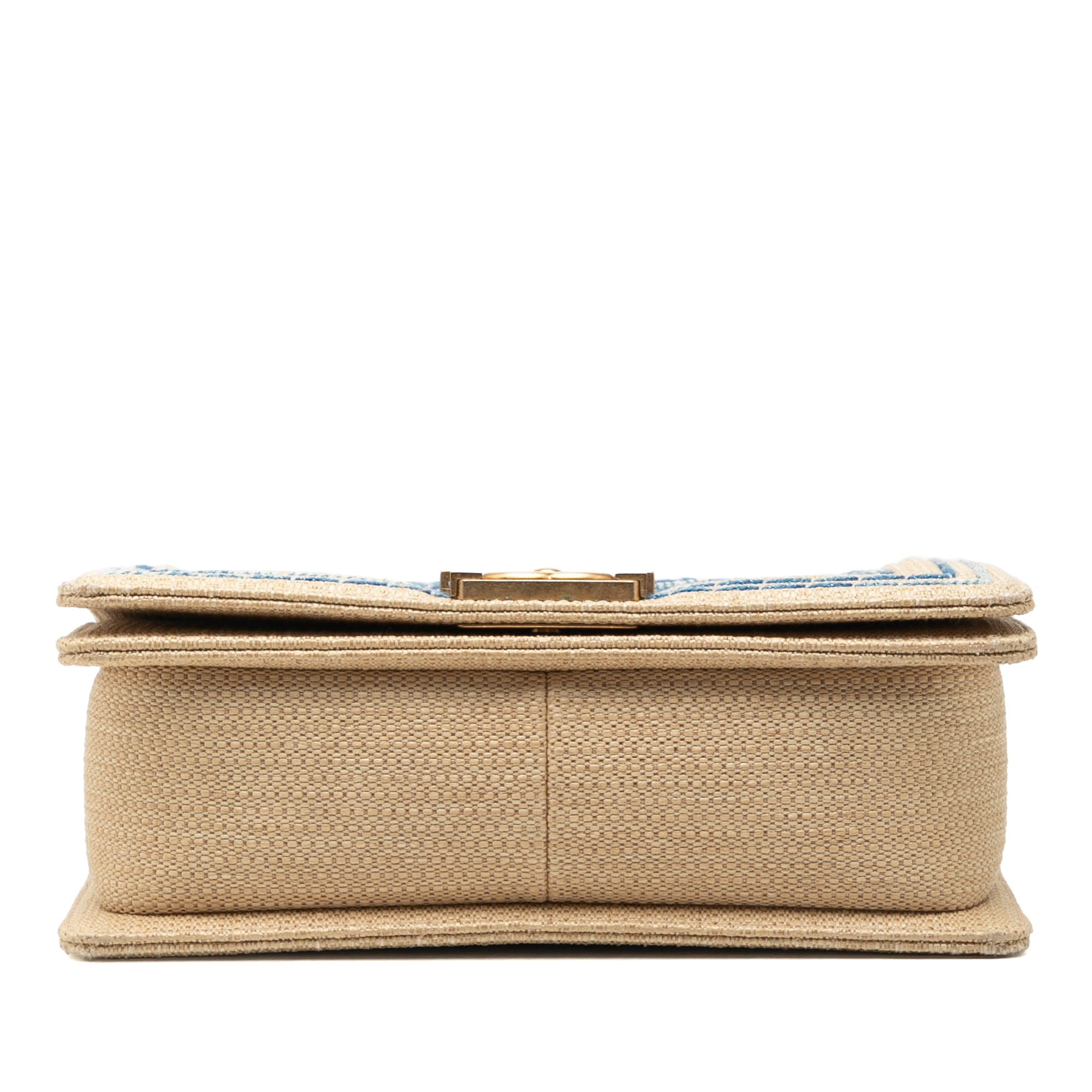 Old Medium Chevron Raffia Boy Flap - Image 3
