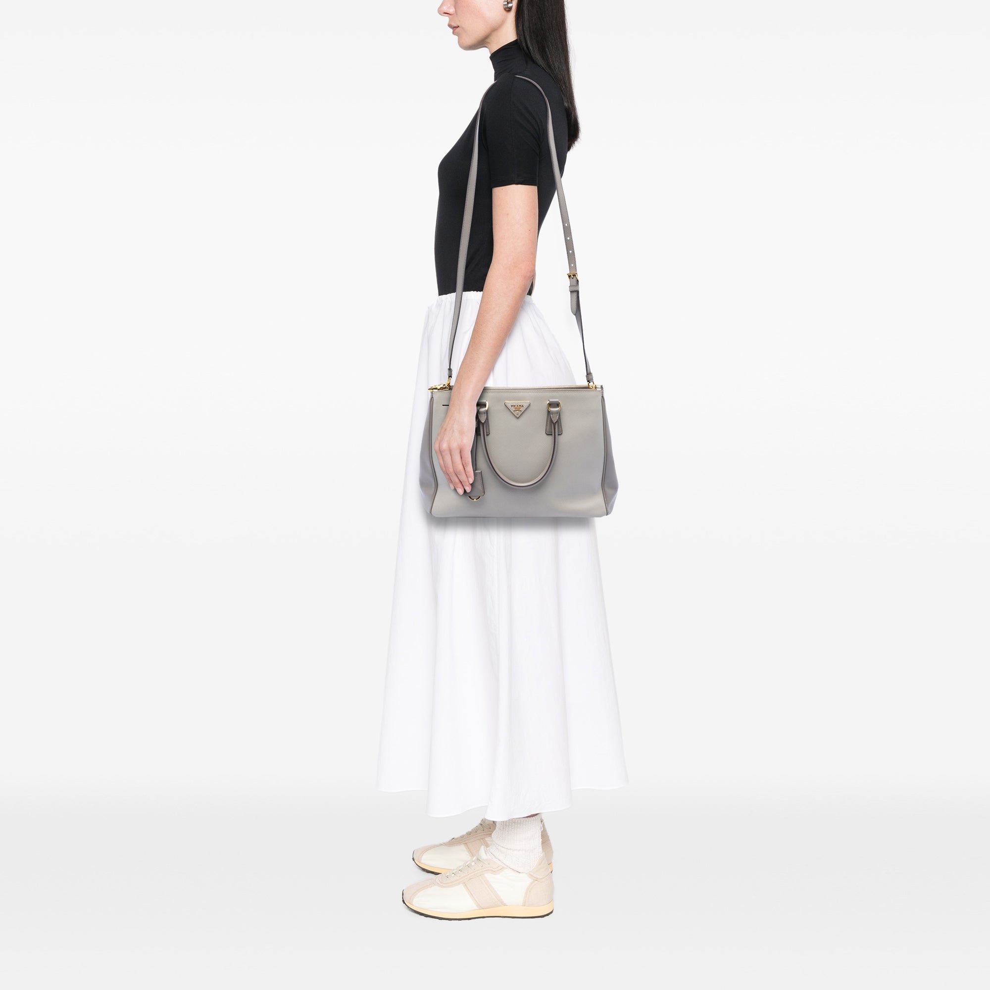 Medium Bicolor Saffiano Lux Galleria Double Zip Satchel - Image 6