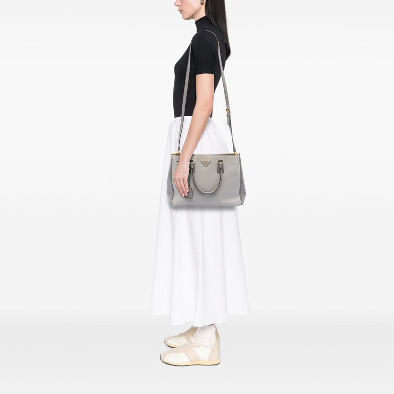 Medium Bicolor Saffiano Lux Galleria Double Zip Satchel - Image 6