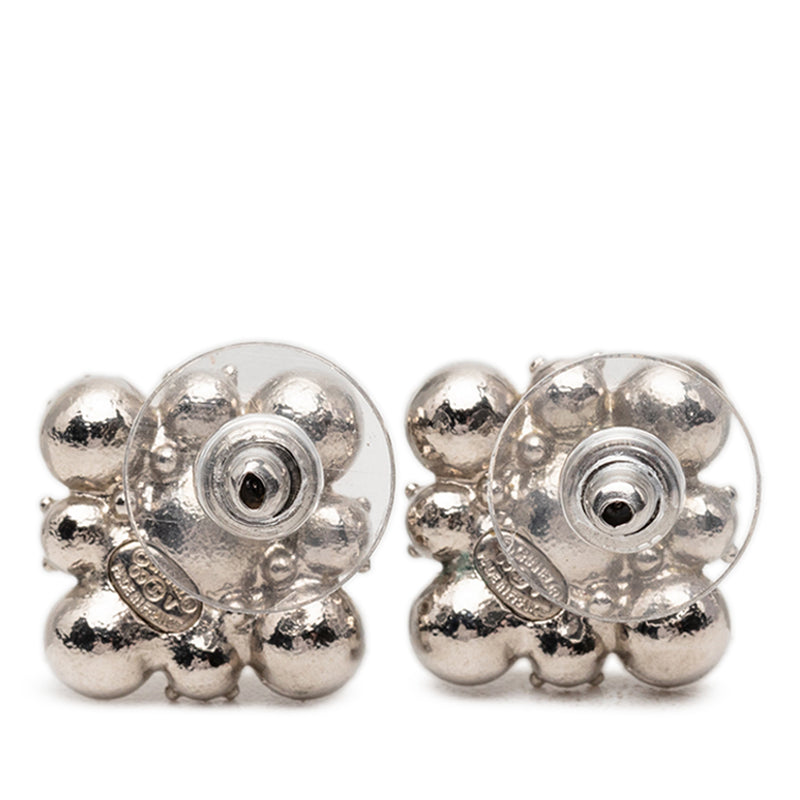 CC Brass Strass Floral Push Back Earrings - Image 2