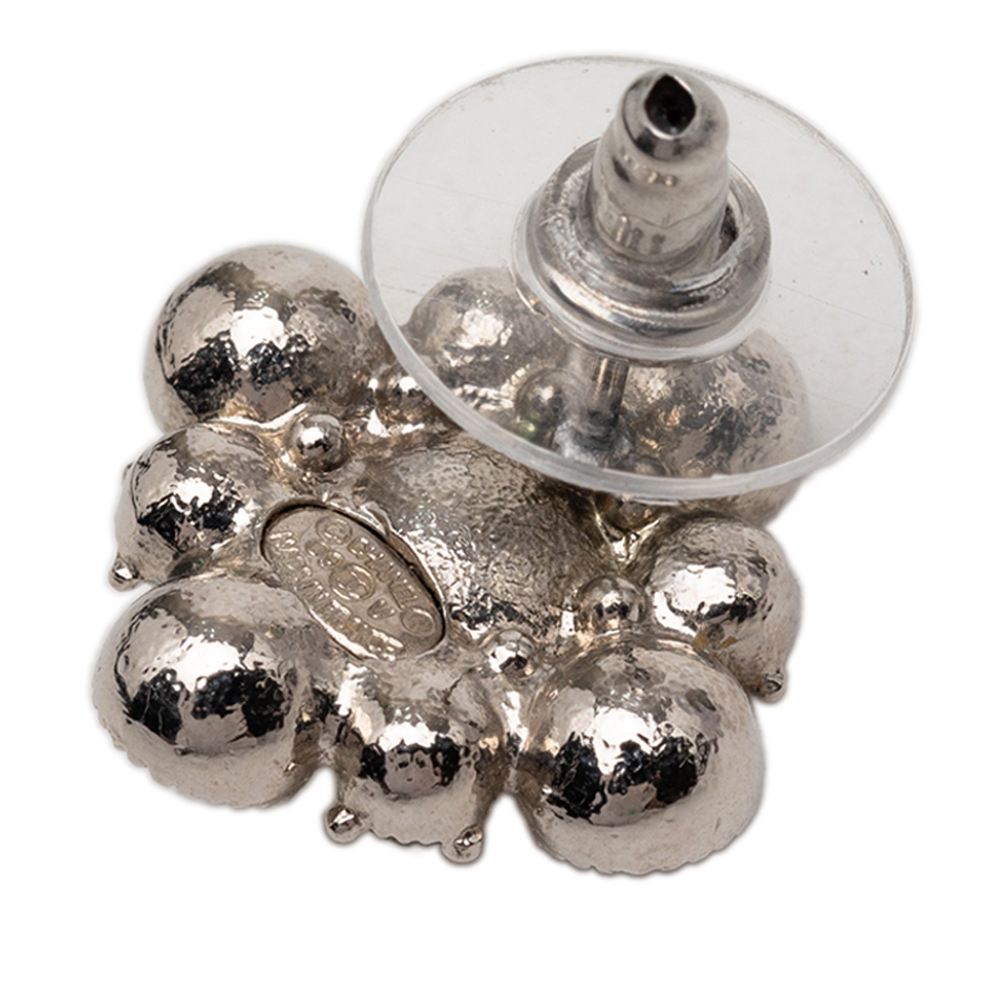 CC Brass Strass Floral Push Back Earrings - Image 3