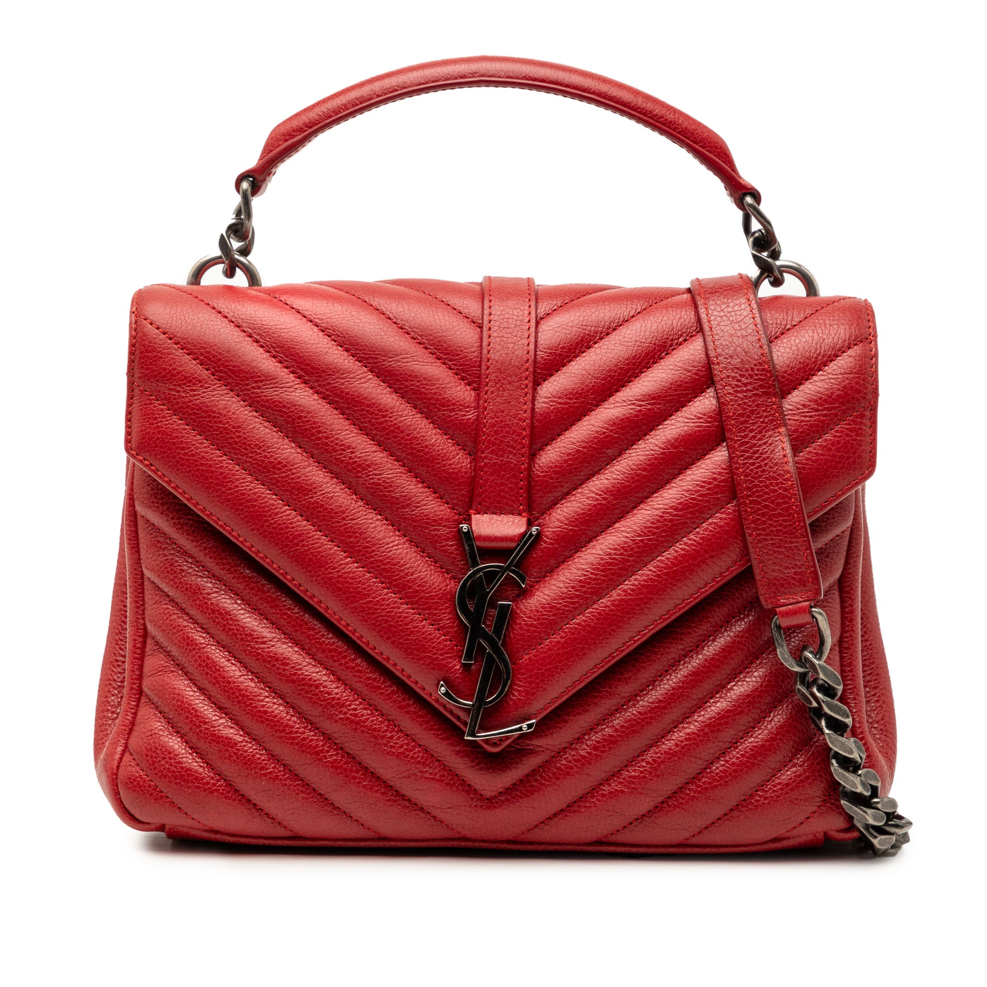 Medium Chevron Sheepskin Monogram College Satchel - Image 1