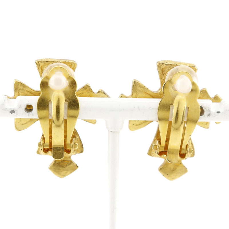 CC Gold Plated Cross Clip On Earrings - Image 4