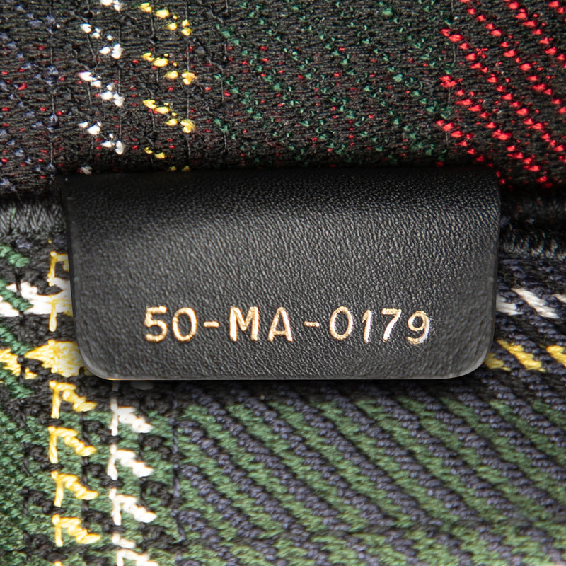 Large Embroidered Canvas Tartan Check Book Tote - Image 6