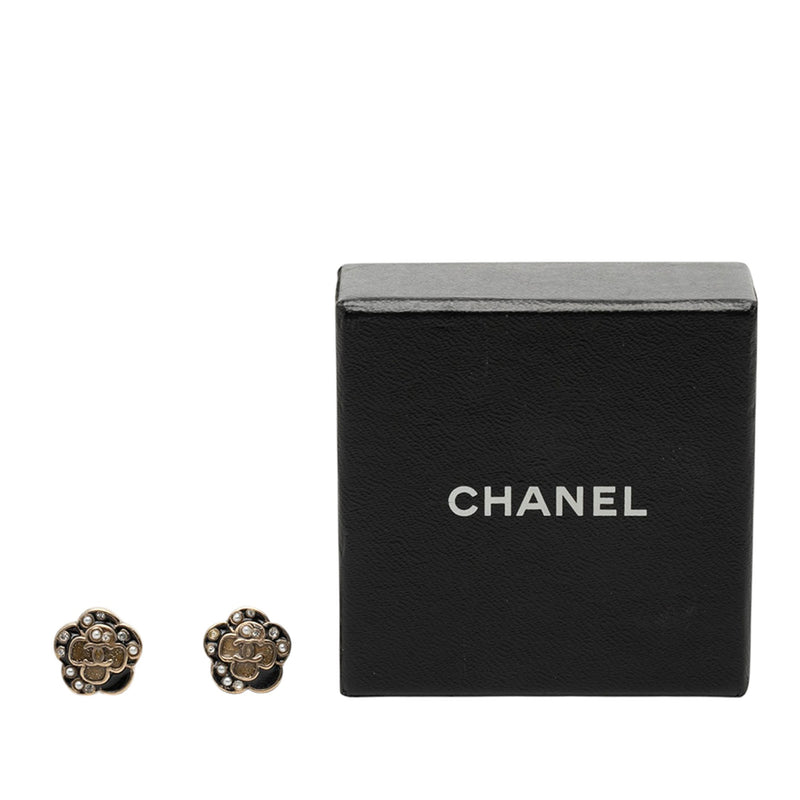 CC Brass Enamel Faux Pearl and Strass Flower Earrings - Image 4
